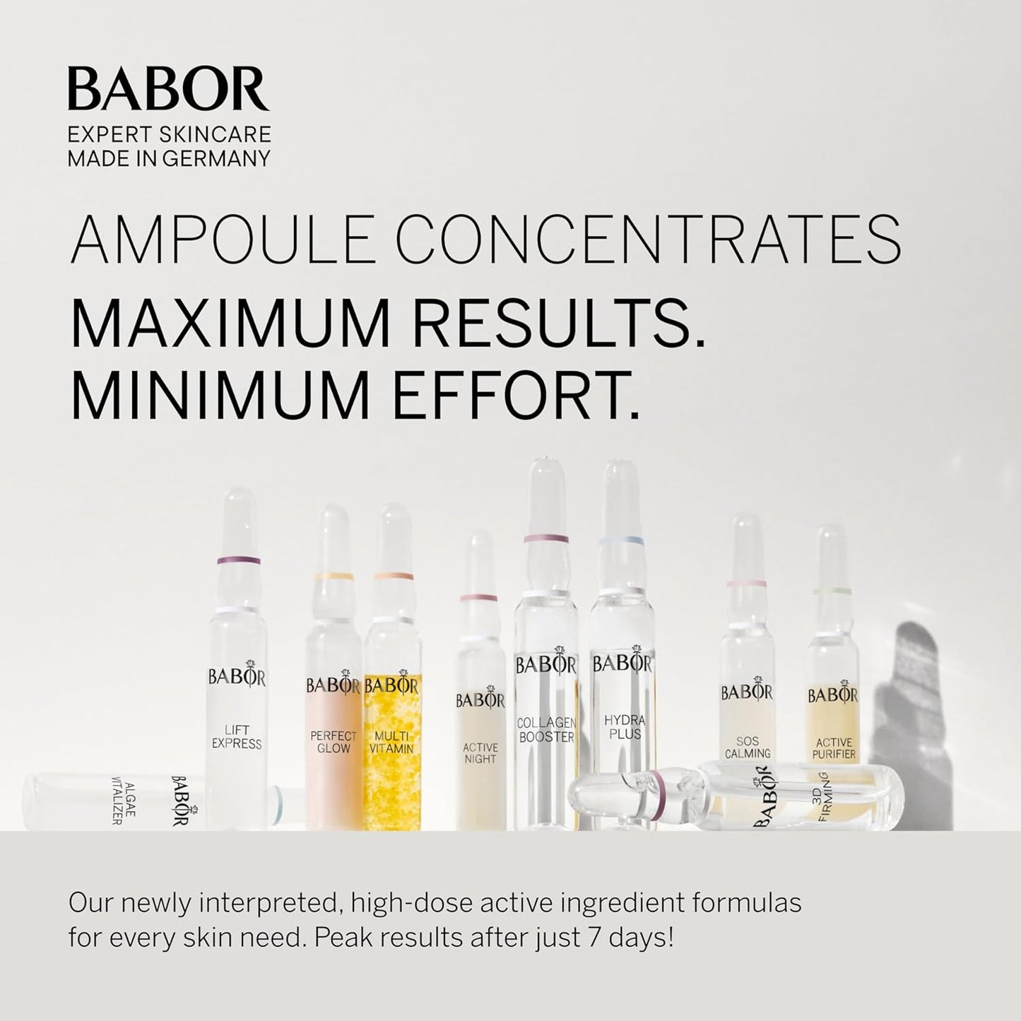 BABOR Multi Vitamin Ampoule Concentrate, Revitalize Dull Tired Skin, Vitamin A Increases Radiance, Vitamin C Evens Tone, Niacinamide Supports Skin Barrier, Vitamin Skincare Capsules, 7 Treatments